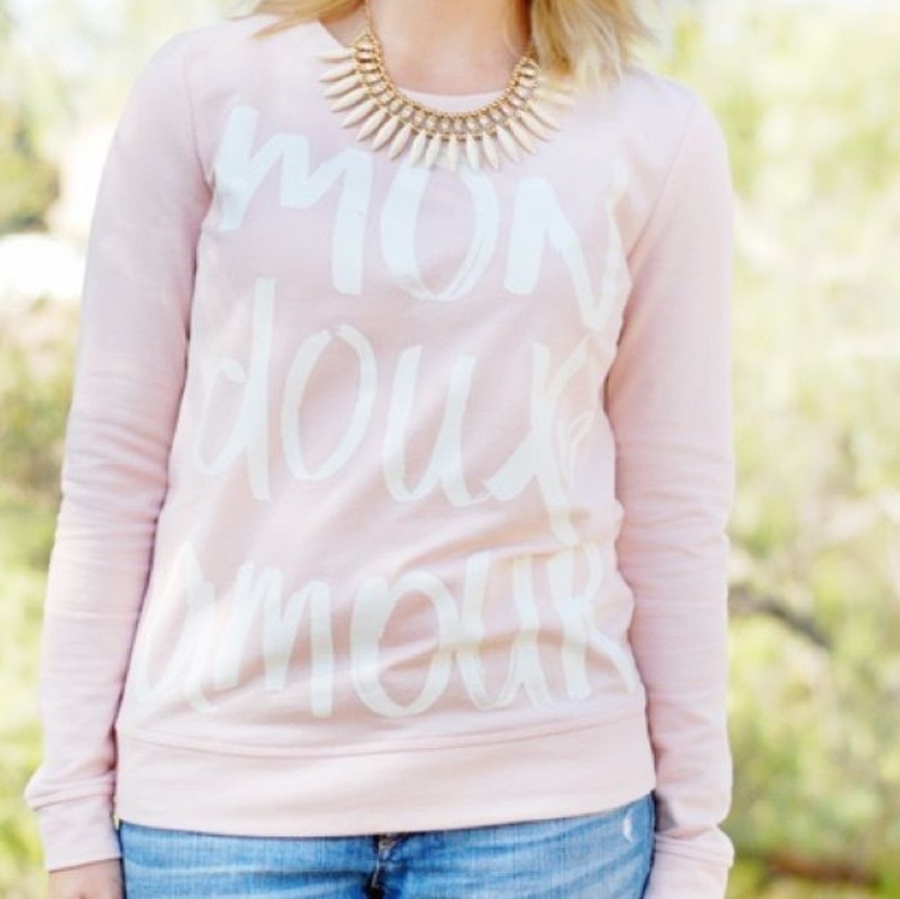LOFT Light Pink 'Mon Doux Amour' Graphic Crewneck Sweatshirt - Picture 8 of 8